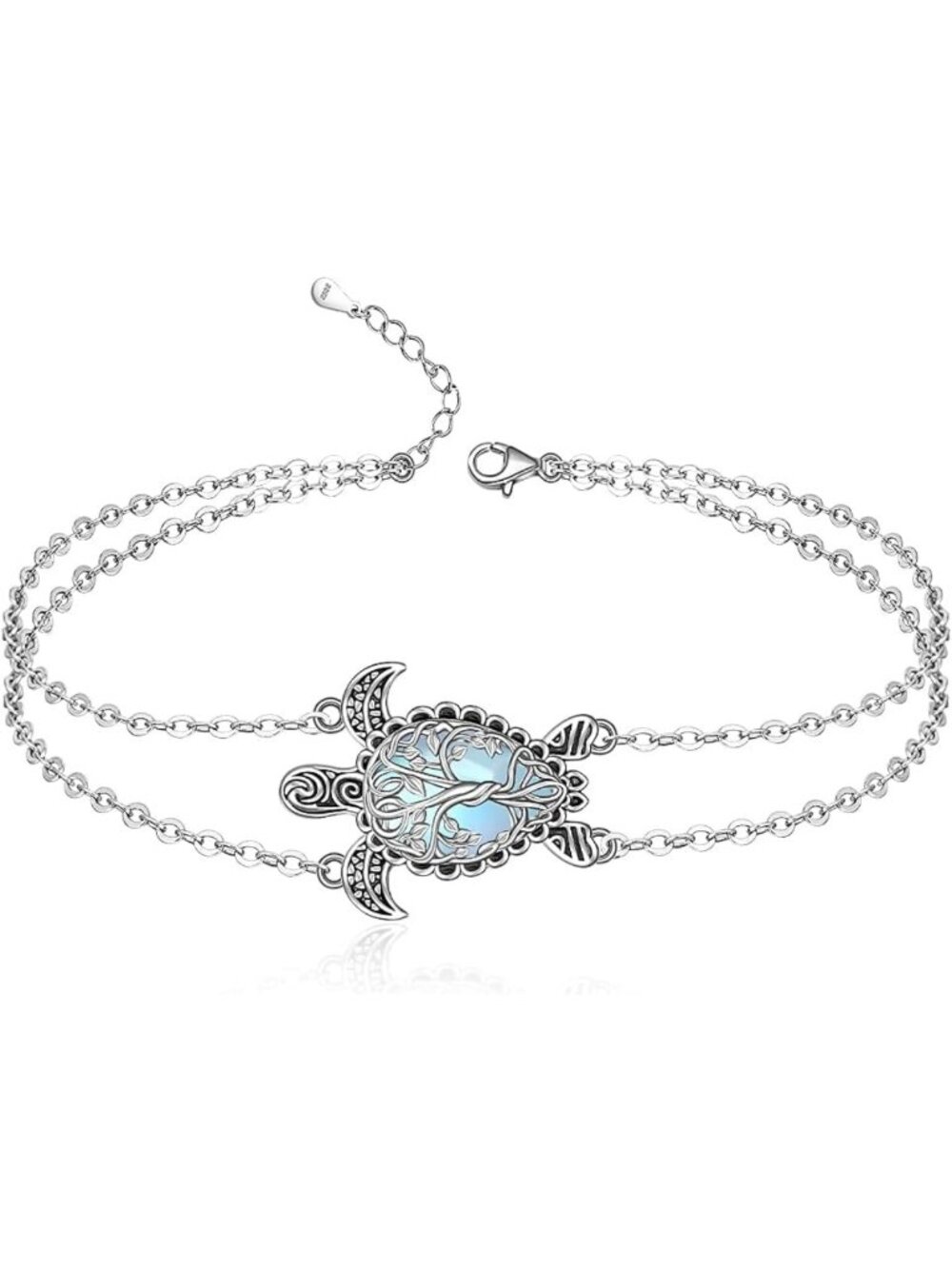 Sterling Silver Sea Turtle Anklet Bracelet for Women - Beachy Boho Jewelry